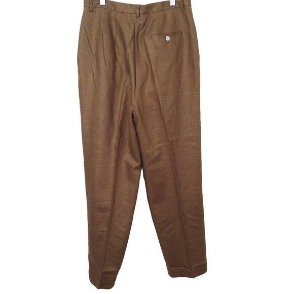 Y2K Classiques Linen Pant Trouser Petite-14 Pockets Pleated High Rise Taper Cuff - Picture 10 of 11